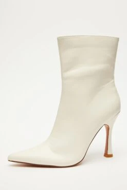 Cream Faux Leather Ankle Boots -Chic Summer Shop 00100035128 XB