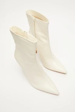 Cream Faux Leather Ankle Boots -Chic Summer Shop 00100035128 XS