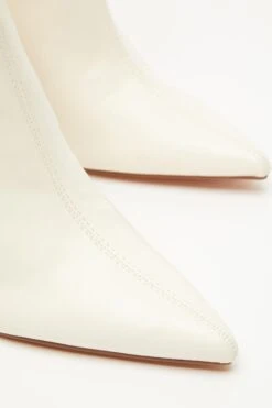 Cream Faux Leather Ankle Boots -Chic Summer Shop 00100035128 ZB