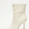 Cream Faux Leather Ankle Boots