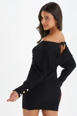 Black Knitted Chain Mini Dress -Chic Summer Shop 00100035241 XB