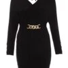 Black Knitted Chain Mini Dress