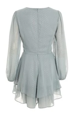 Grey Metallic Stripe Chiffon Playsuit -Chic Summer Shop 00100035254 ZB