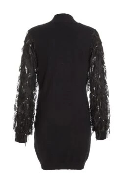 Black Knitted Embellished Mini Dress -Chic Summer Shop 00100035261 ZB