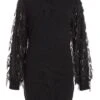 Black Knitted Embellished Mini Dress -Chic Summer Shop 00100035261 ZM