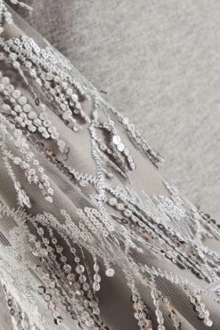 Grey Knitted Embellished Mini Dress -Chic Summer Shop 00100035262 ZS