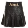 Black Faux Leather Pleated Mini Skirt -Chic Summer Shop 00100035283 ZM