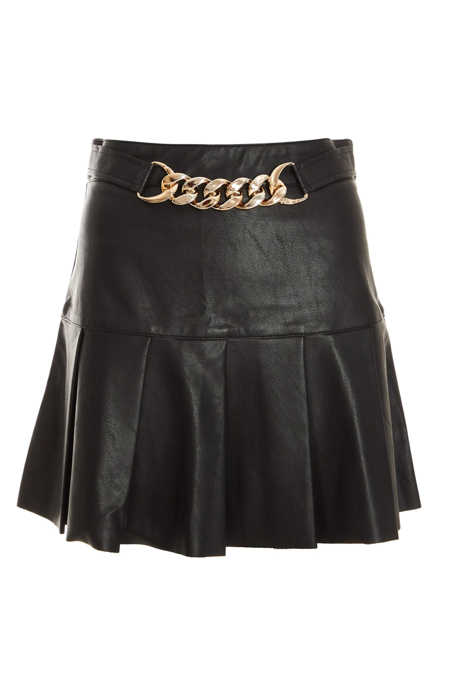 Black Faux Leather Pleated Mini Skirt 3 Black Faux Leather Pleated Mini Skirt