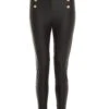Black High Waisted Button Leggings
