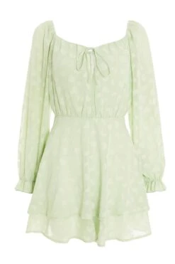 Sage Heart Print Frill Playsuit