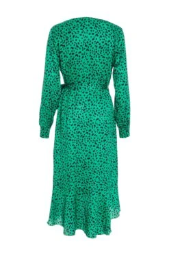 Green Animal Print Wrap Midi Dress -Chic Summer Shop 00100035493 ZB