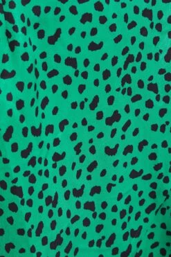 Green Animal Print Wrap Midi Dress -Chic Summer Shop 00100035493 ZS