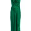 Green Satin Midi Dress