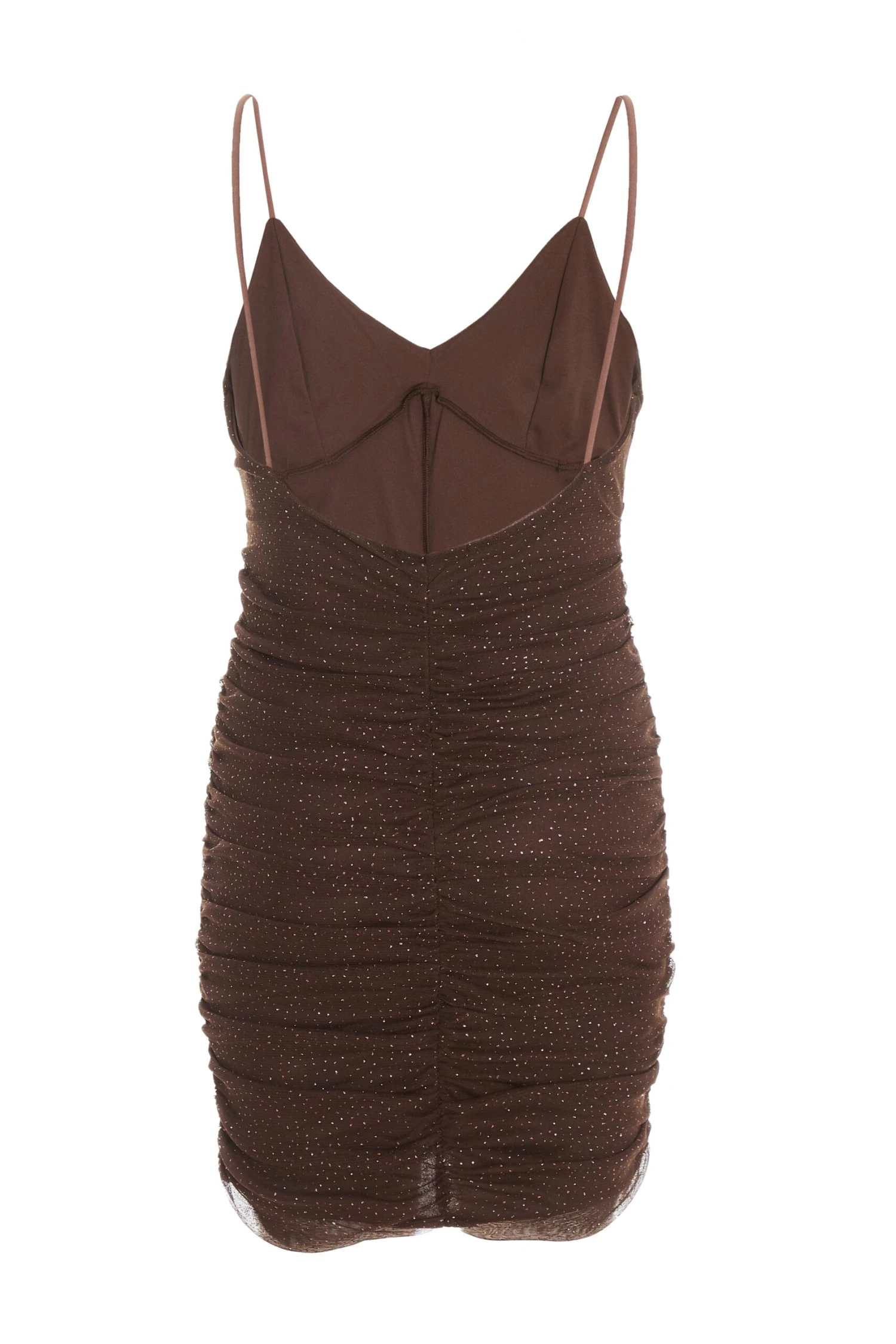 Brown Glitter Ruched Bodycon Mini Dress 7 Brown Glitter Ruched Bodycon Mini Dress - Image 5