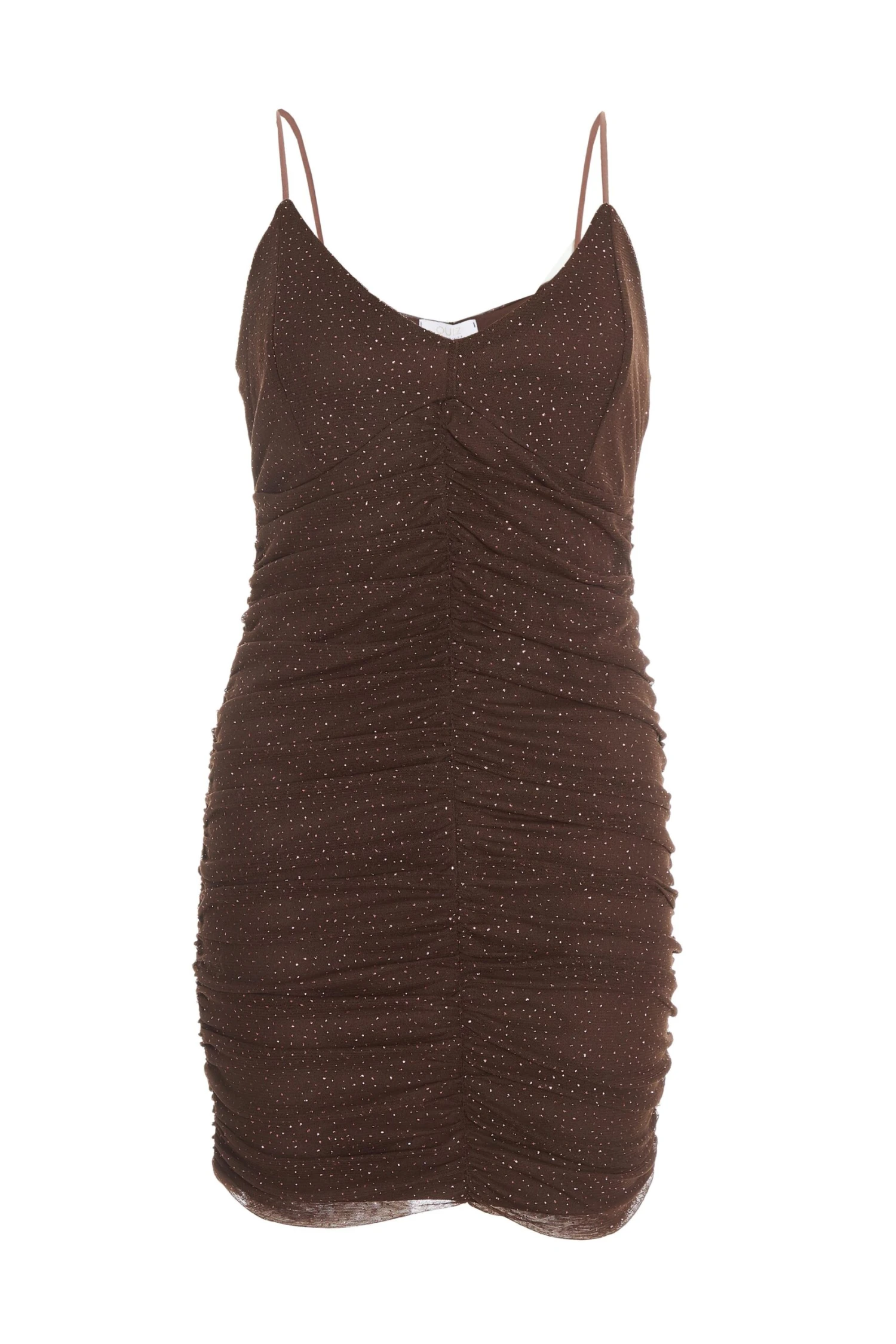Brown Glitter Ruched Bodycon Mini Dress 3 Brown Glitter Ruched Bodycon Mini Dress