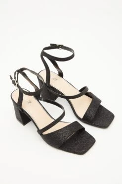 Black Glitter Block Heeled Sandals -Chic Summer Shop 00100035583 XS