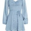 Blue Polka Dot Foil Mini Dress