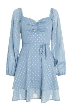 Blue Polka Dot Foil Mini Dress