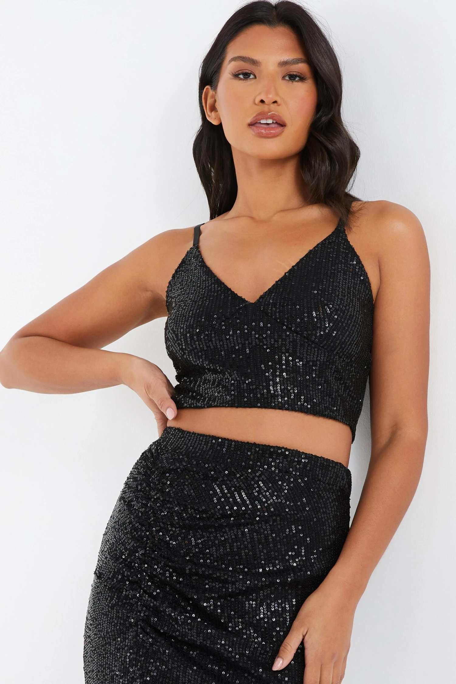 Black Sequin Crop Top 4 Black Sequin Crop Top - Image 2