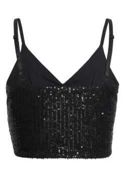 Black Sequin Crop Top 12 Black Sequin Crop Top -Chic Summer Shop 00100035713 ZB