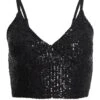 Black Sequin Crop Top