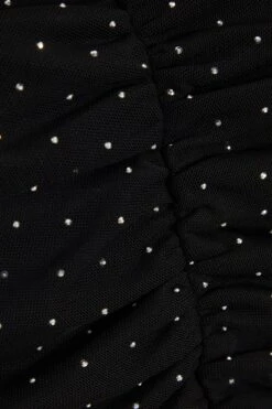 Black Diamante Mesh Ruched Crop Top 13 Black Diamante Mesh Ruched Crop Top -Chic Summer Shop 00100035835 ZS