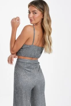 Silver Glitter Crop Top -Chic Summer Shop 00100035841 XB