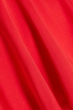 Red Satin Balloon Sleeve Playsuit -Chic Summer Shop 00100035878 ZS