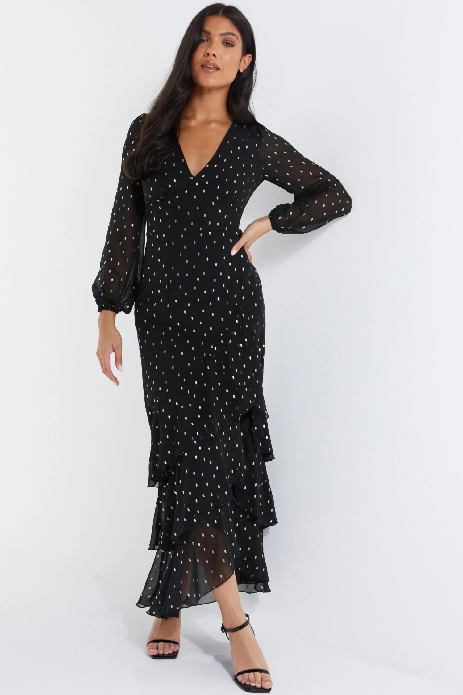 Black Chiffon Foil Maxi Dress 4 Black Chiffon Foil Maxi Dress - Image 2