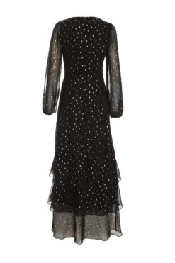Black Chiffon Foil Maxi Dress 12 Black Chiffon Foil Maxi Dress -Chic Summer Shop 00100035895 ZB