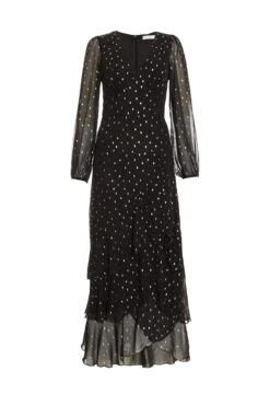 Black Chiffon Foil Maxi Dress