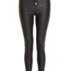 Black Faux Leather Button Up Trousers -Chic Summer Shop 00100035911 ZM