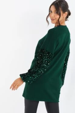 Bottle Green Embellished Jumper 10 Bottle Green Embellished Jumper -Chic Summer Shop 00100035931 XB