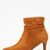 Tan Faux Suede Ruched Heeled Ankle Boots 2 Tan Faux Suede Ruched Heeled Ankle Boots -Chic Summer Shop 00100035971 ZM