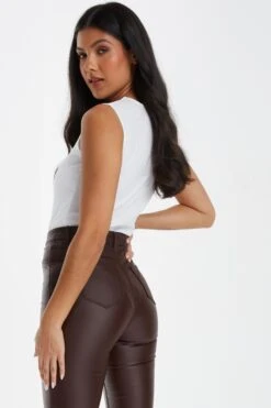 Cream Diamante Lace Up Bodysuit -Chic Summer Shop 00100035983 XB