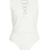 Cream Diamante Lace Up Bodysuit -Chic Summer Shop 00100035983 ZM