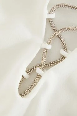 Cream Diamante Lace Up Bodysuit -Chic Summer Shop 00100035983 ZS