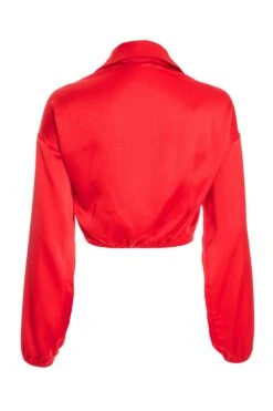 Red Satin Wrap Crop Top -Chic Summer Shop 00100035988 ZB