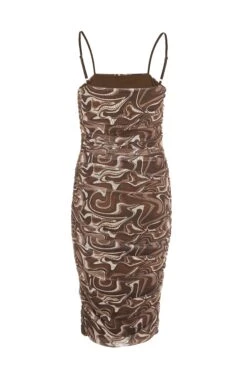Brown Marble Print Mesh Bodycon Midi Dress 12 Brown Marble Print Mesh Bodycon Midi Dress -Chic Summer Shop 00100036004 ZB