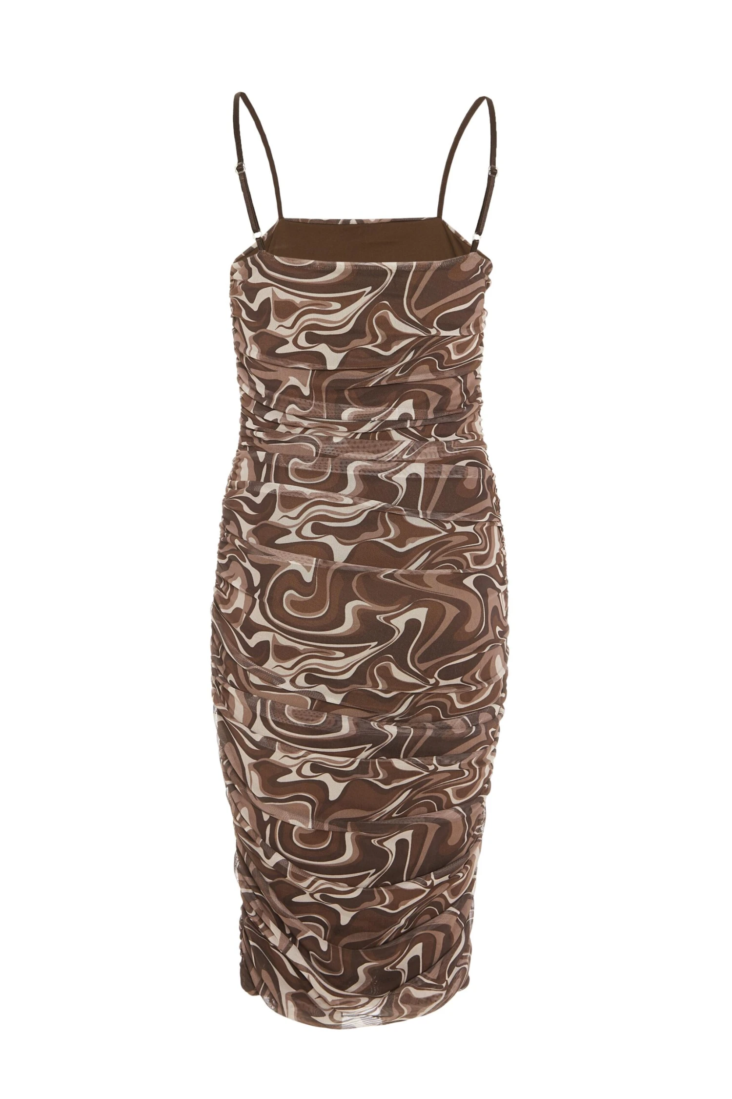 Brown Marble Print Mesh Bodycon Midi Dress 7 Brown Marble Print Mesh Bodycon Midi Dress - Image 5