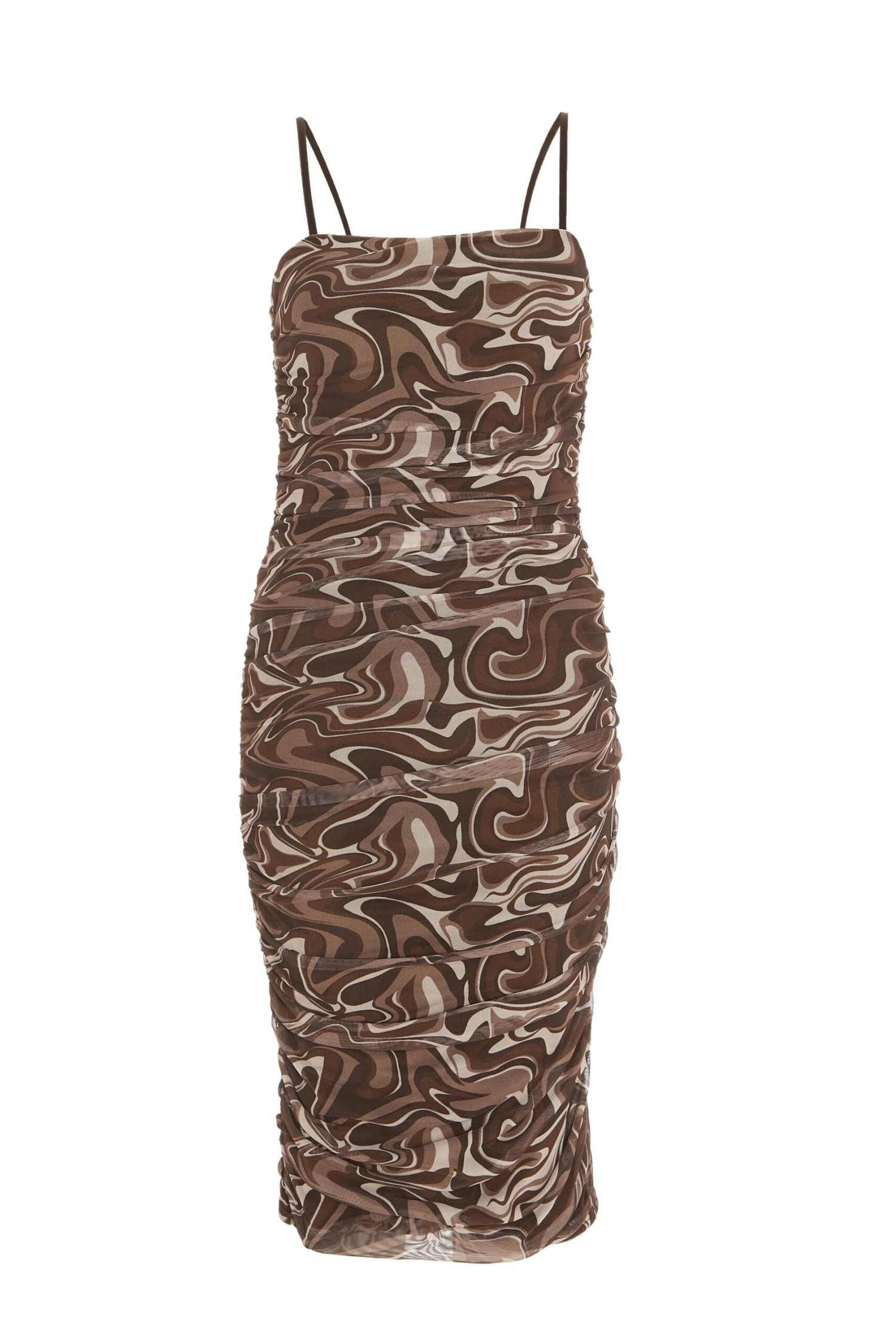 Brown Marble Print Mesh Bodycon Midi Dress 3 Brown Marble Print Mesh Bodycon Midi Dress