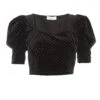 Black Velvet Glitter Polka Dot Crop Top 1 Black Velvet Glitter Polka Dot Crop Top -Chic Summer Shop 00100036034 ZM