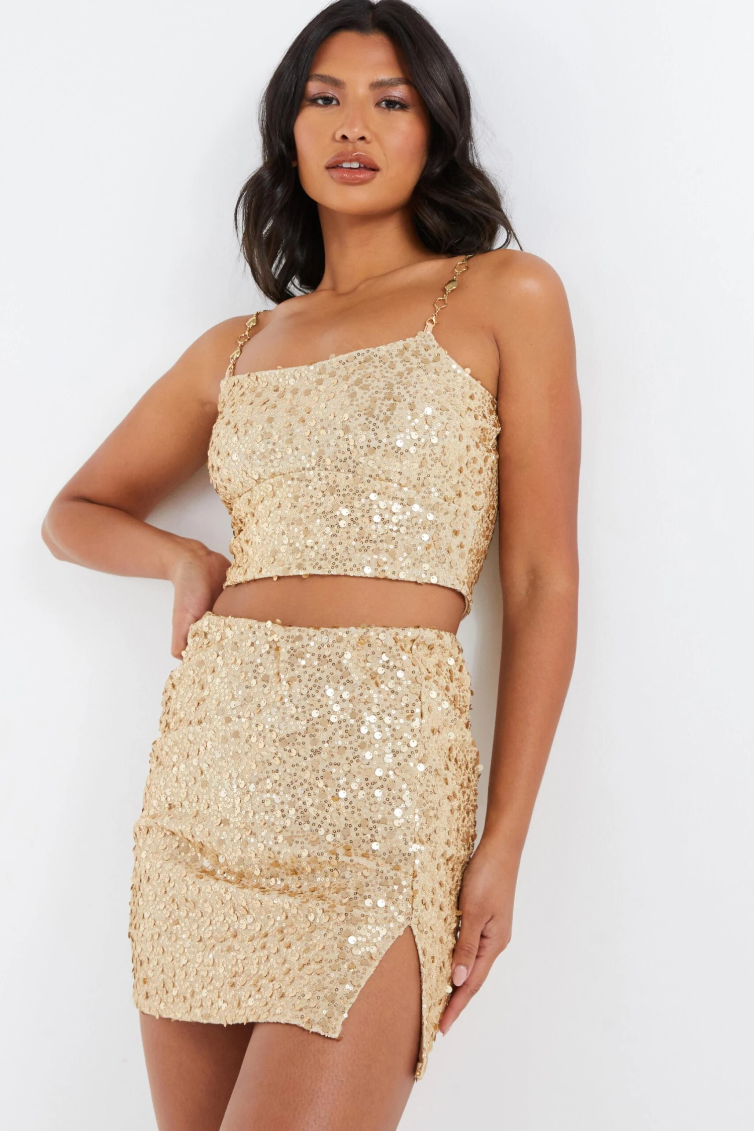 Gold Sequin Mini Skirt 4 Gold Sequin Mini Skirt - Image 2