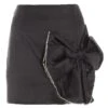 Black Satin Bow Mini Skirt 1 Black Satin Bow Mini Skirt -Chic Summer Shop 00100036177 ZM