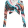 Multicoloured Sequin Marble Knot Crop Top 1 Multicoloured Sequin Marble Knot Crop Top -Chic Summer Shop 00100036200 ZM