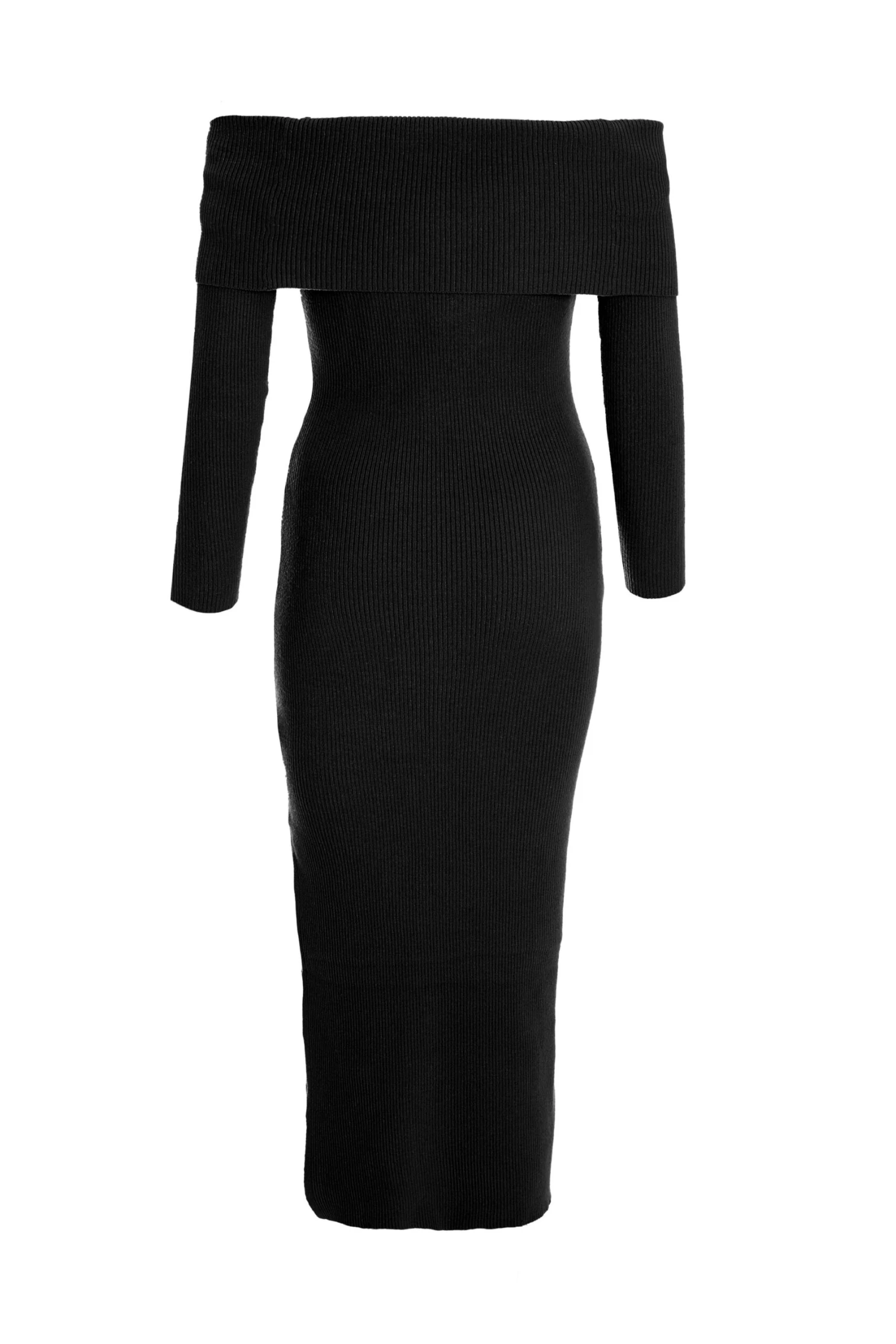 Black Ribbed Knit Bodycon Midi Dress 7 Black Ribbed Knit Bodycon Midi Dress - Image 5