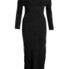 Black Ribbed Knit Bodycon Midi Dress -Chic Summer Shop 00100036207 ZM