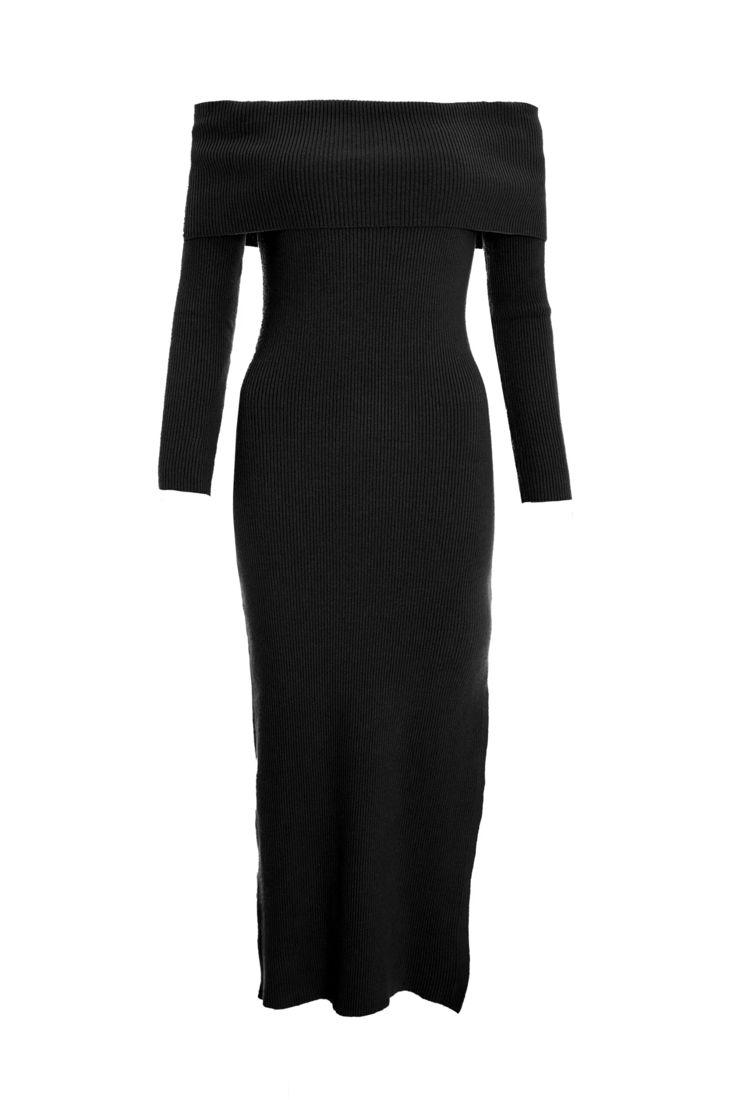 Black Ribbed Knit Bodycon Midi Dress 3 Black Ribbed Knit Bodycon Midi Dress