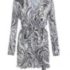 Black Plisse Swirl Wrap Dress -Chic Summer Shop 00100036323 ZM