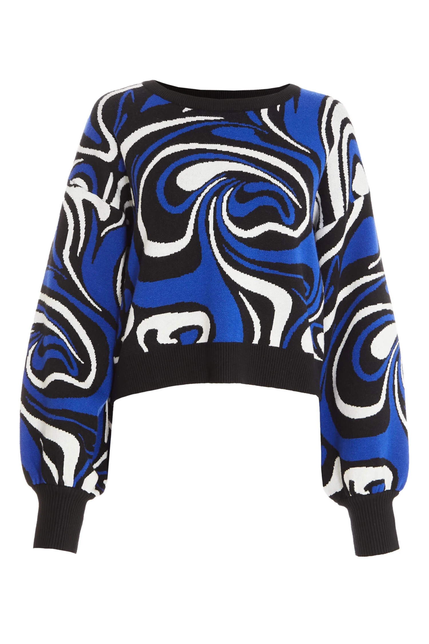 Blue Knitted Marble Print Jumper 3 Blue Knitted Marble Print Jumper